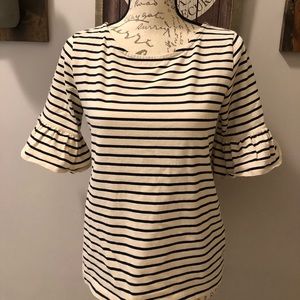 🎯2/$15-Womens Small J Crew Striped Ruffle Sleeve